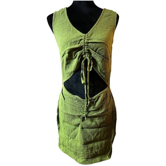 NWT Free People Laila Cutout Sleeveless Minidress Calla Green Size Large - Picture 9 of 11